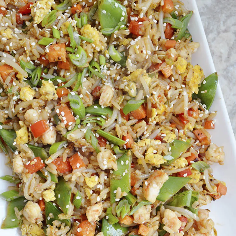 ARROZ CHINO CON CAMARONES