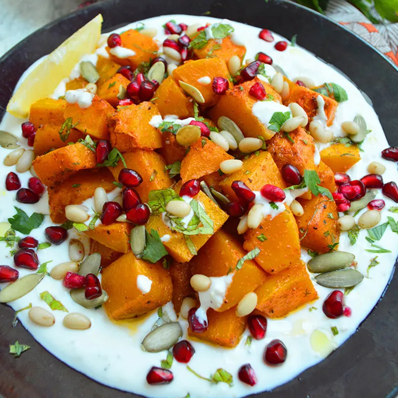 Ensalada de calabaza con granada